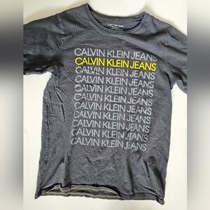 Calvin Klein Jeans Gray and Yellow Short Sleeve Tee Boys 10-12